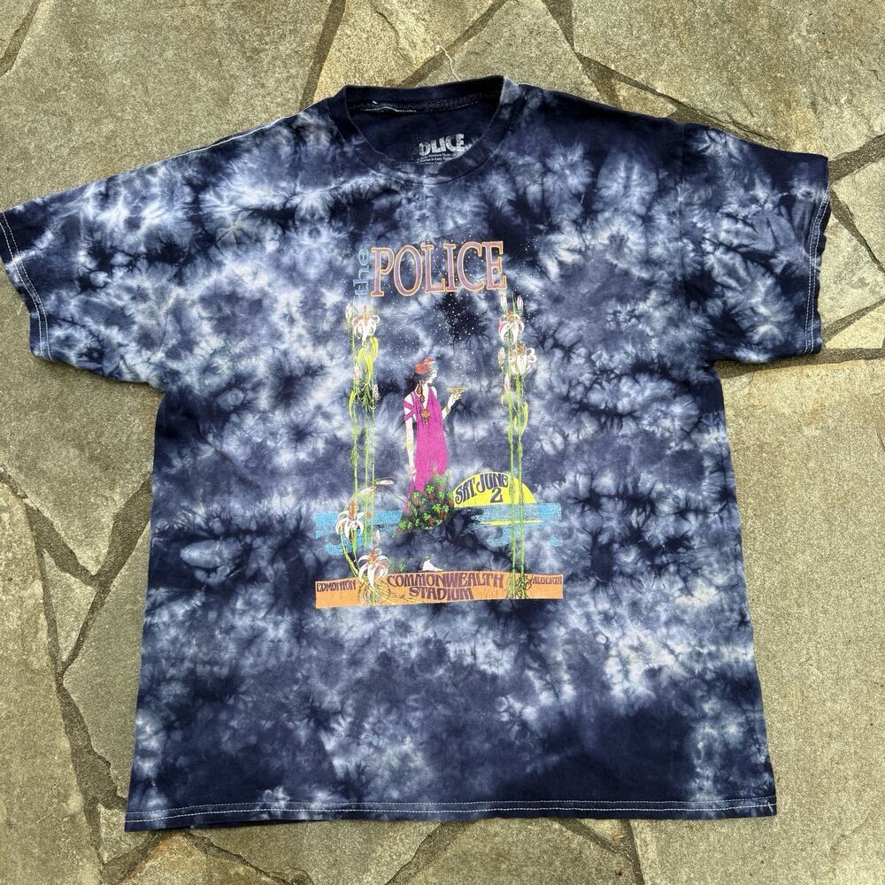 The Police Band Tee Medium Large Tie Dye Retro Tour Commonwealth Canada